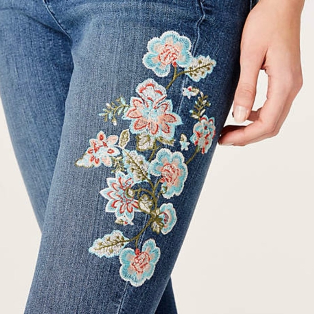 J. Jill Embroidered Denim Crop - Picture 3 of 16